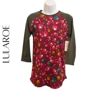 LULAROE Randy Maroon & Gray Unisex Tee, XXS, NWT!